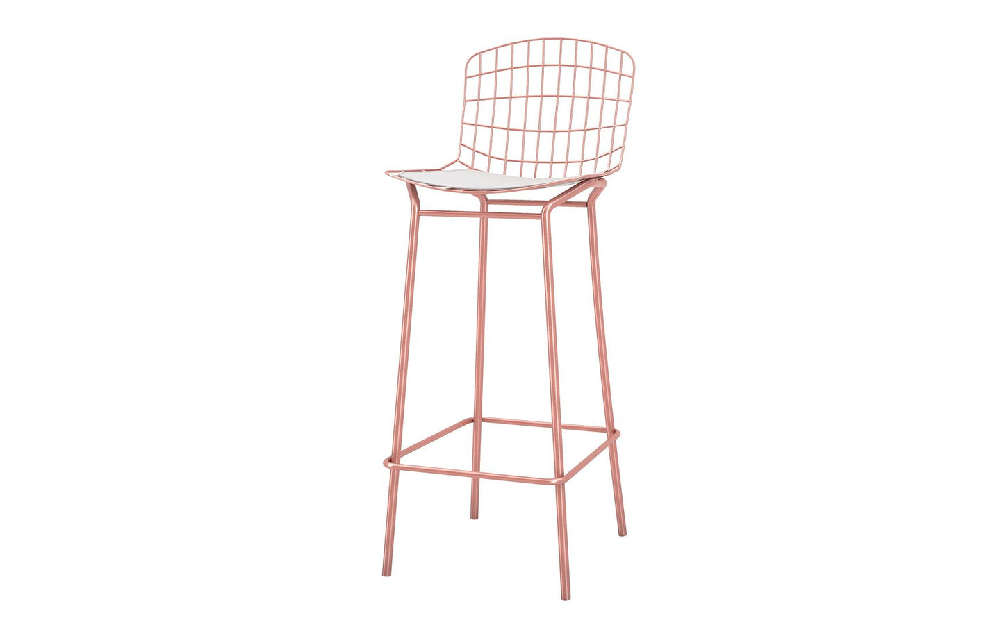 Manhattan Comfort Madeline 42" Barstool With Seat Cushion In Rose Pink Gold & White