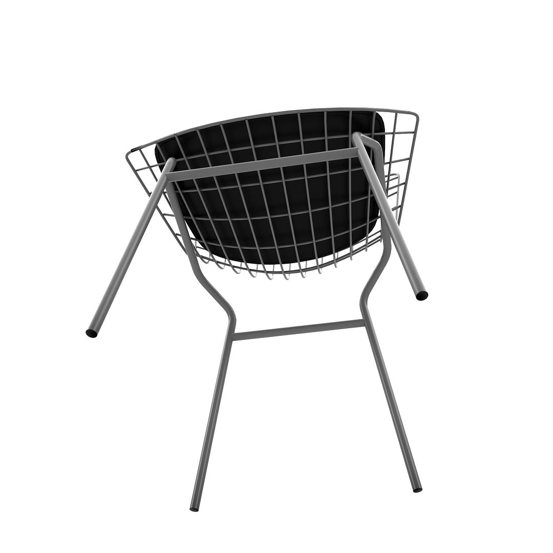 Manhattan Comfort Madeline Chair With Seat Cushion In Charcoal Gray & Black