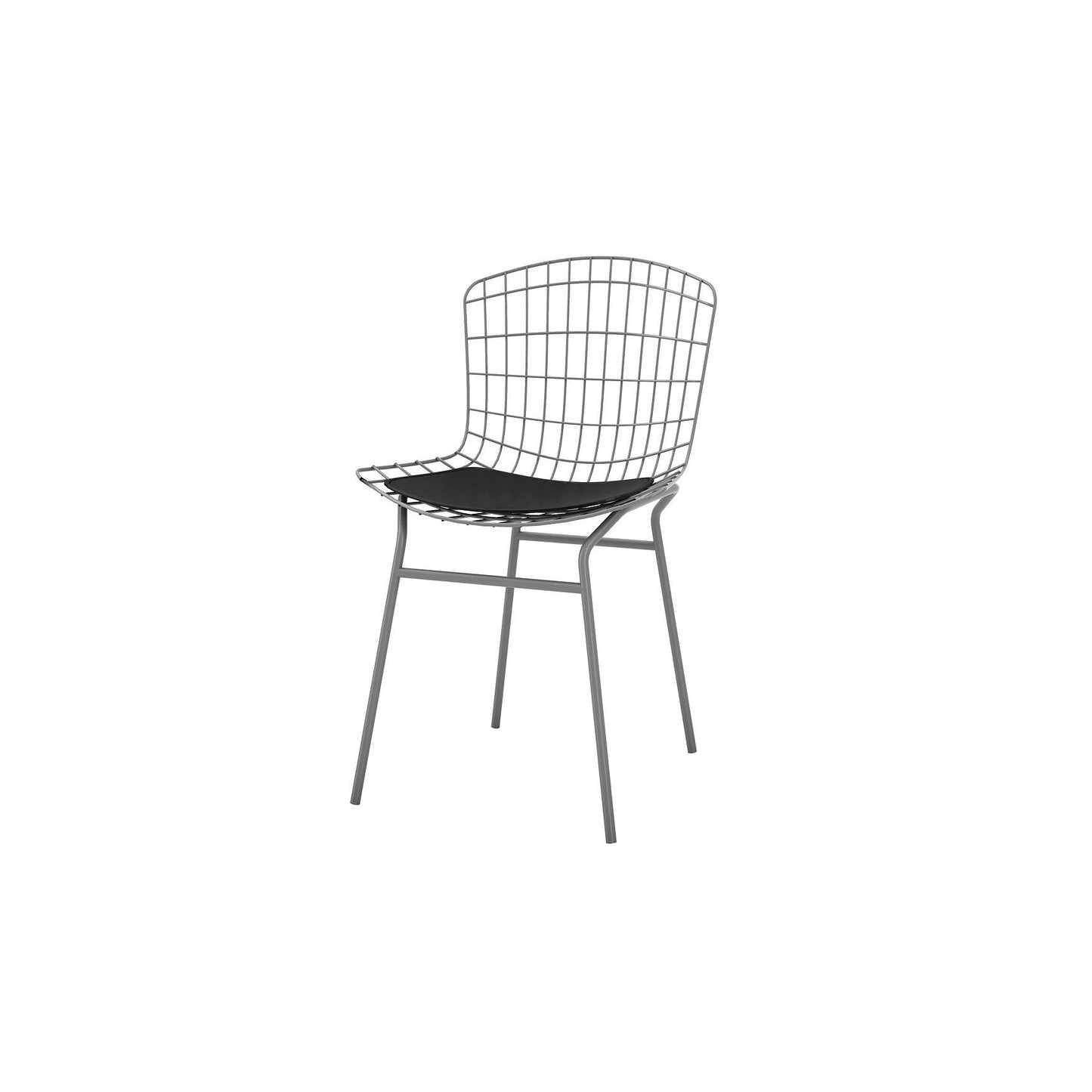 Manhattan Comfort Madeline Chair With Seat Cushion In Charcoal Gray & Black