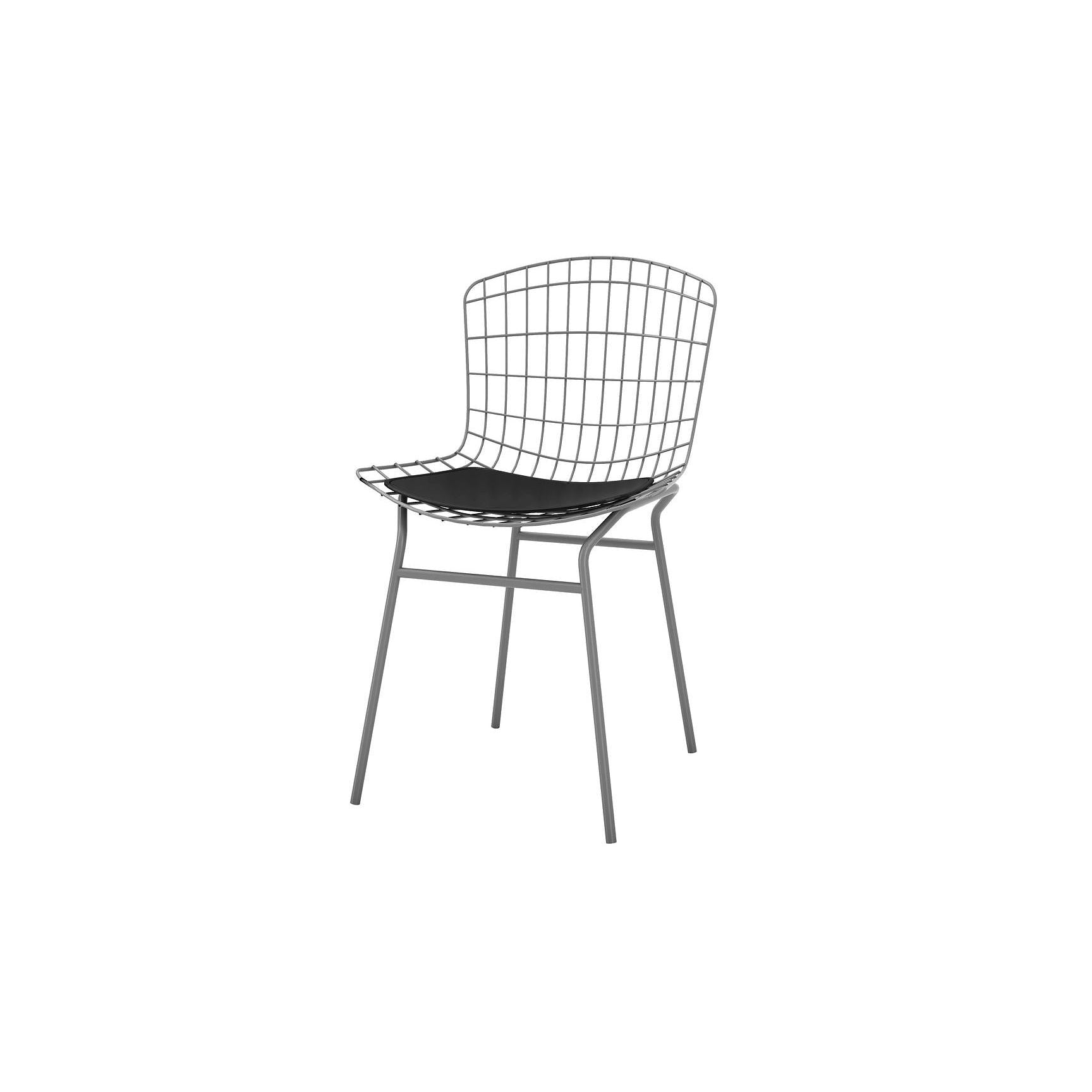 Manhattan Comfort Madeline Chair With Seat Cushion In Charcoal Gray & Black