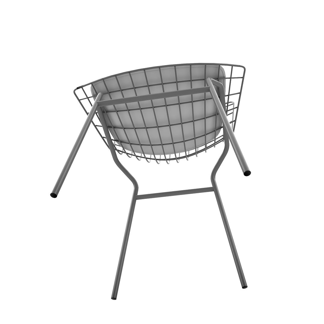 Manhattan Comfort Madeline Chair With Seat Cushion In Charcoal Gray & White