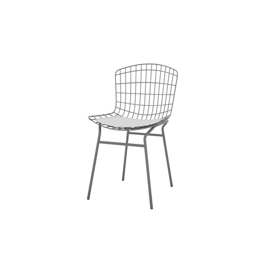 Manhattan Comfort Madeline Chair With Seat Cushion In Charcoal Gray & White