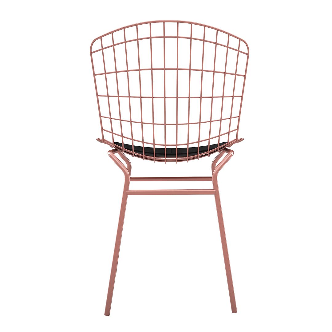 Manhattan Comfort Madeline Chair With Seat Cushion In Rose Pink Gold & Black