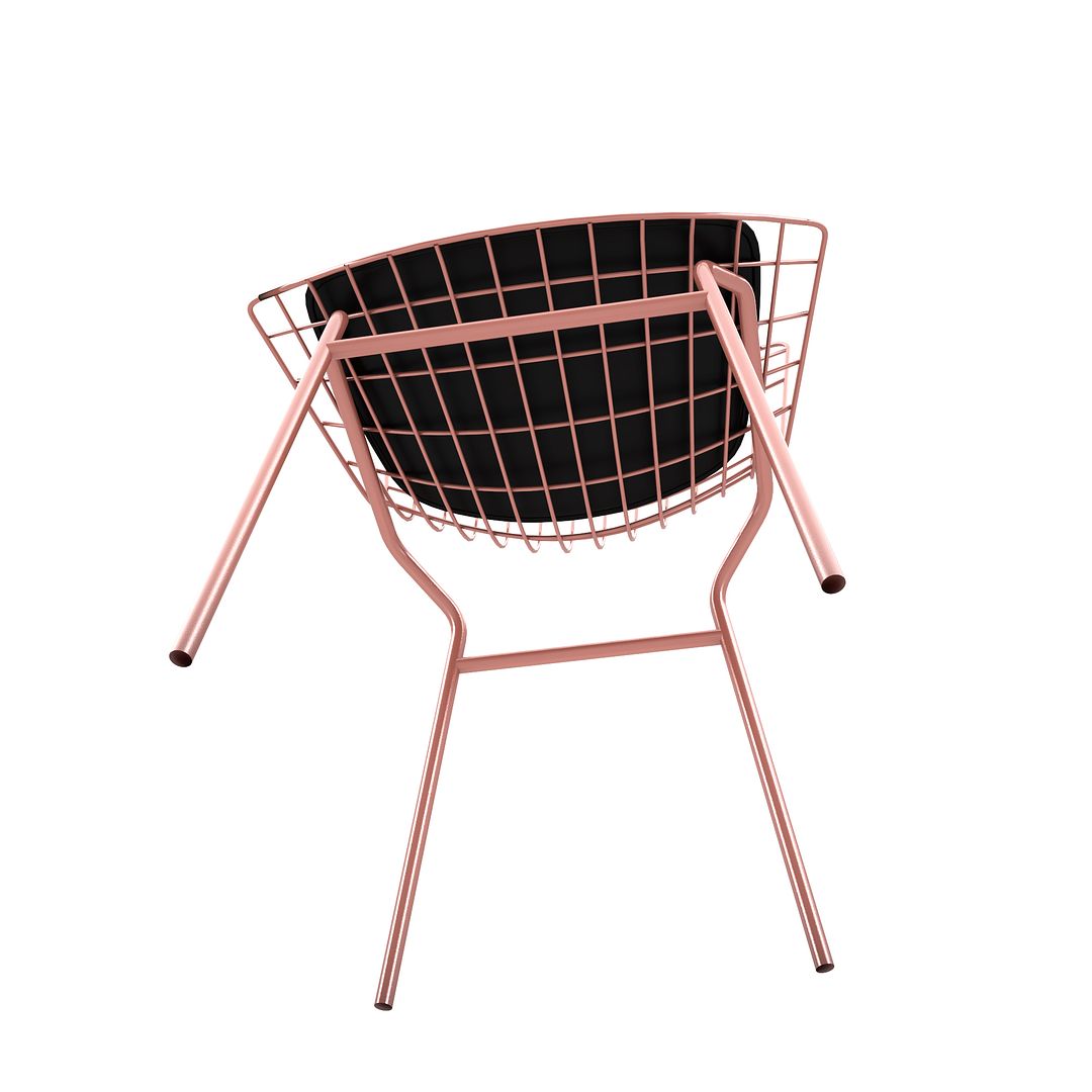 Manhattan Comfort Madeline Chair With Seat Cushion In Rose Pink Gold & Black