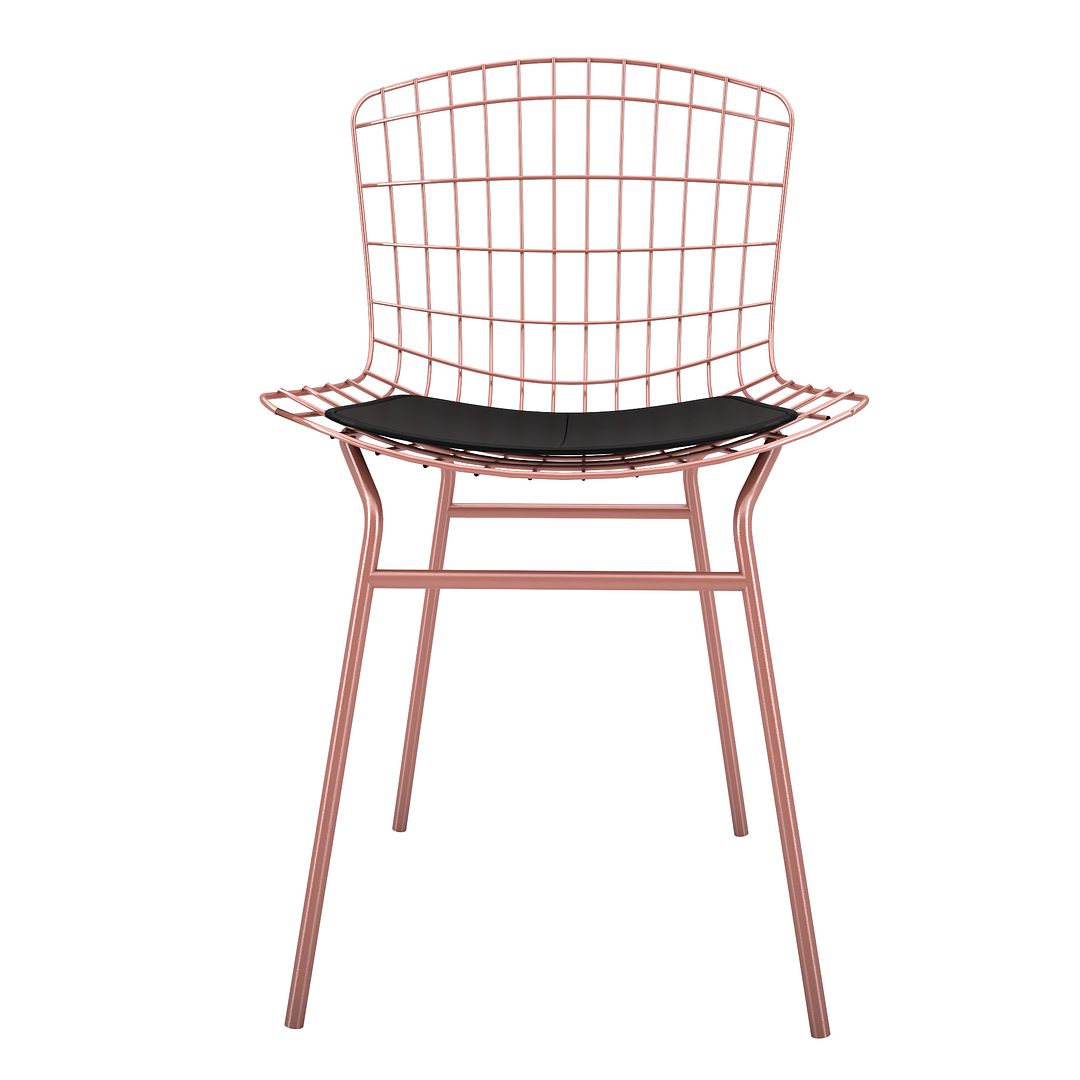 Manhattan Comfort Madeline Chair With Seat Cushion In Rose Pink Gold & Black
