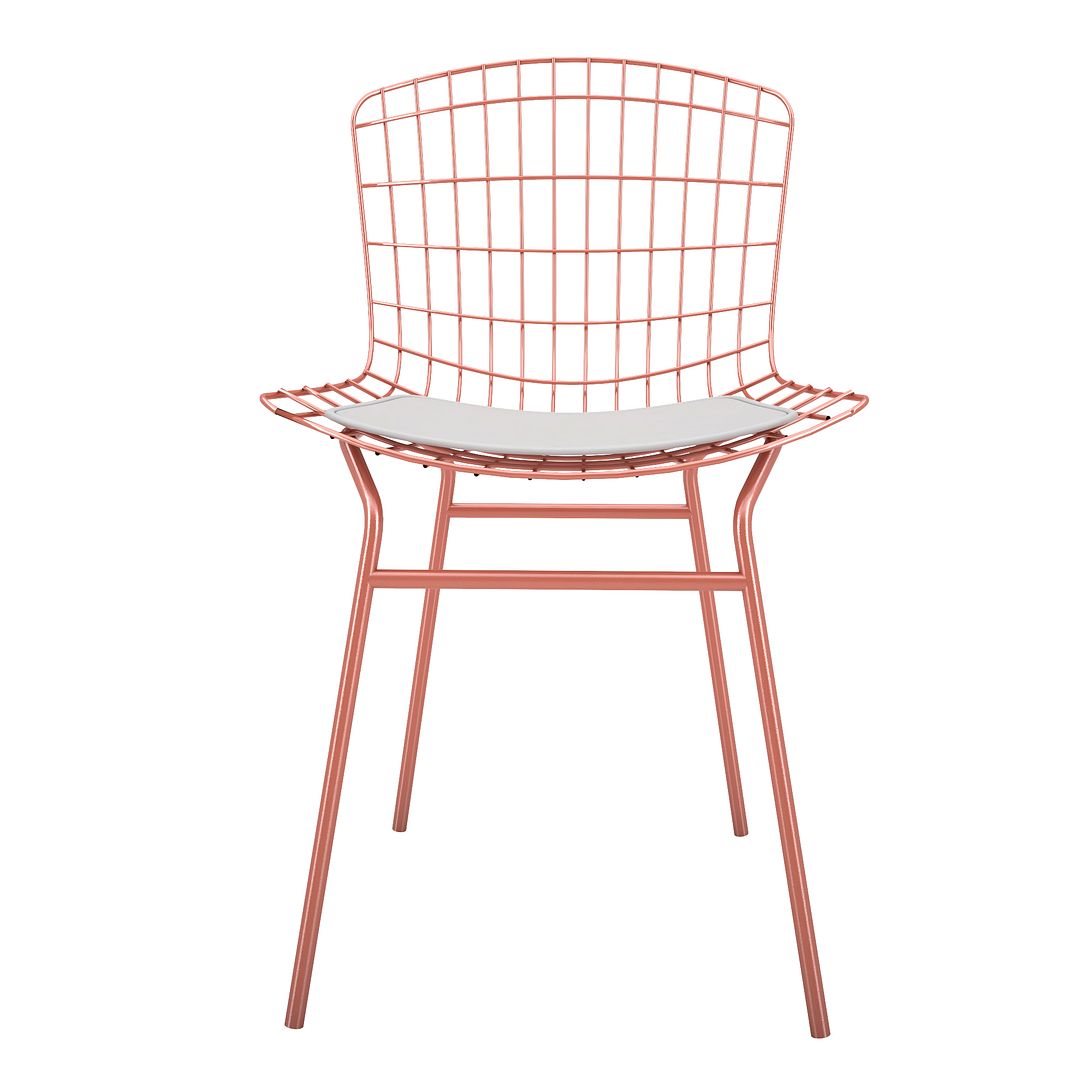 Manhattan Comfort Madeline Chair With Seat Cushion In Rose Pink Gold & White