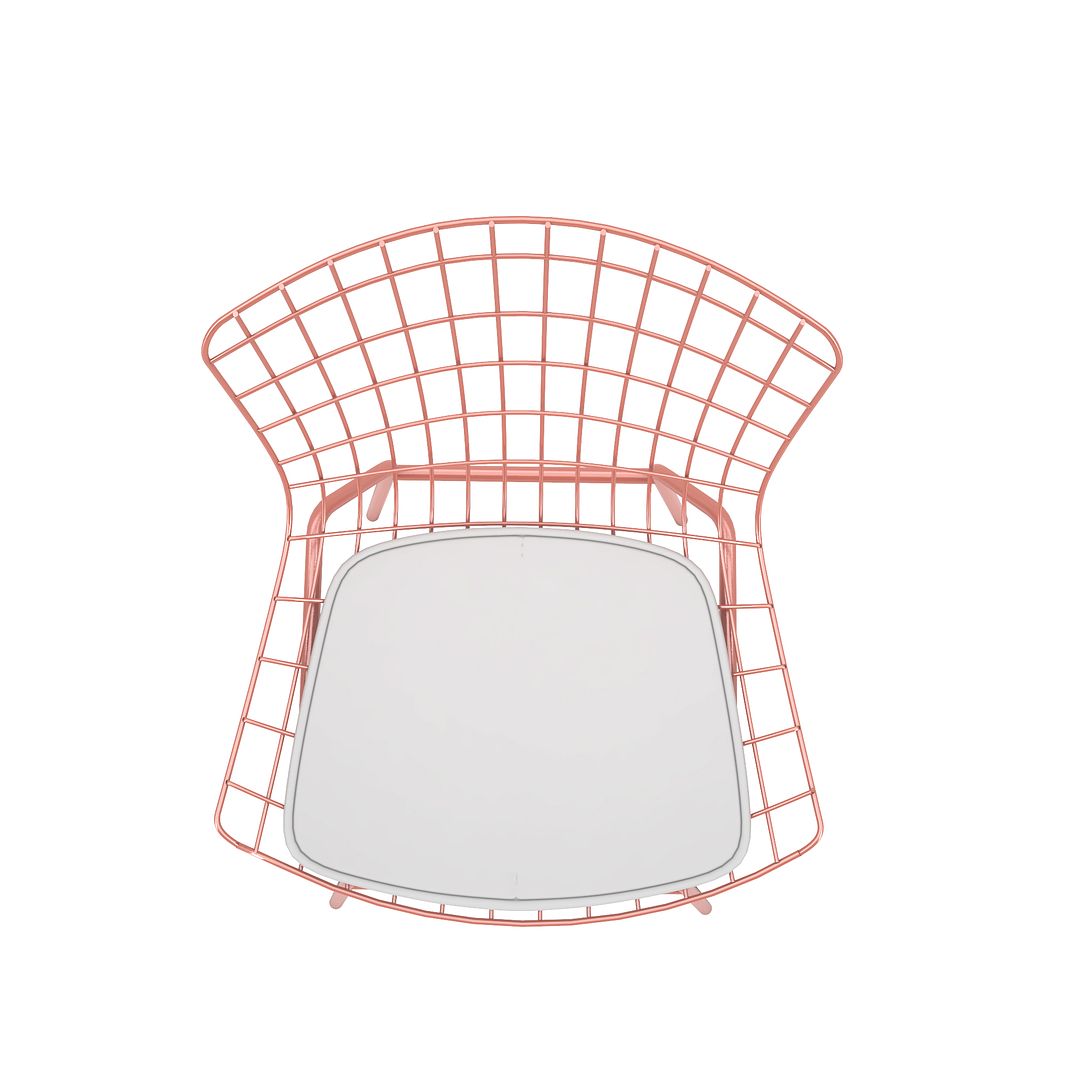 Manhattan Comfort Madeline Chair With Seat Cushion In Rose Pink Gold & White