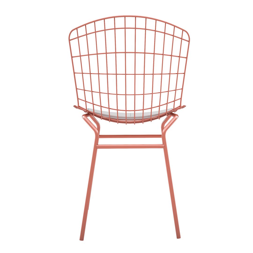 Manhattan Comfort Madeline Chair With Seat Cushion In Rose Pink Gold & White