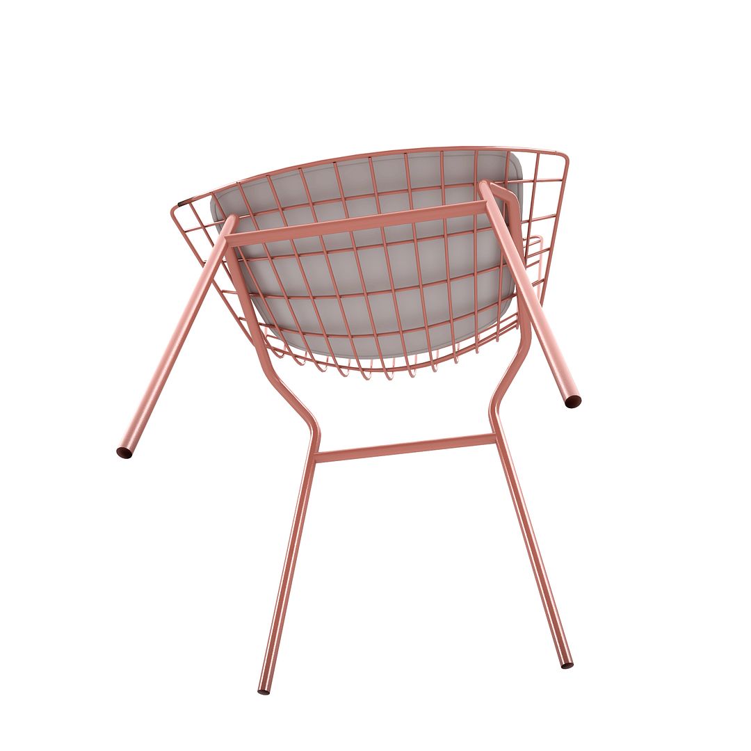 Manhattan Comfort Madeline Chair With Seat Cushion In Rose Pink Gold & White