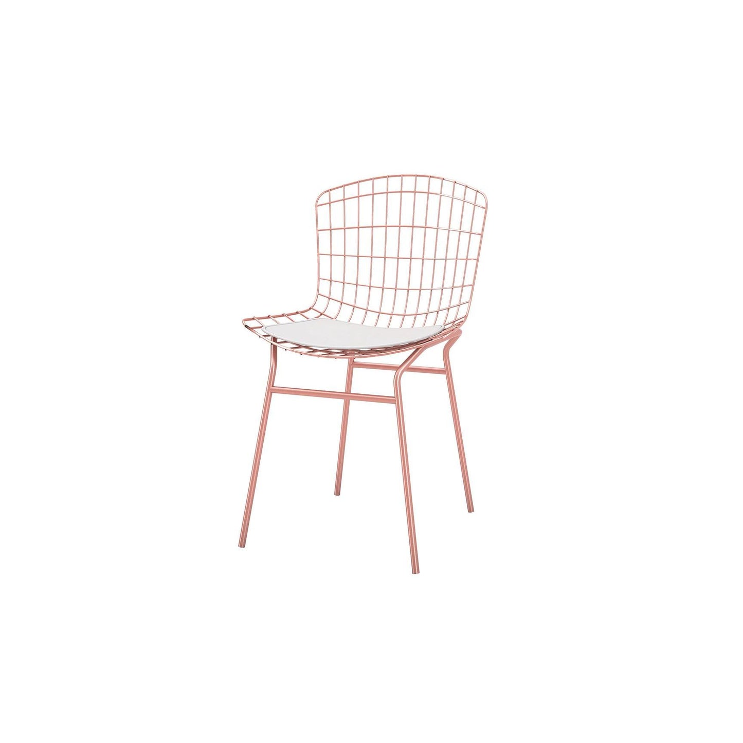 Manhattan Comfort Madeline Chair With Seat Cushion In Rose Pink Gold & White