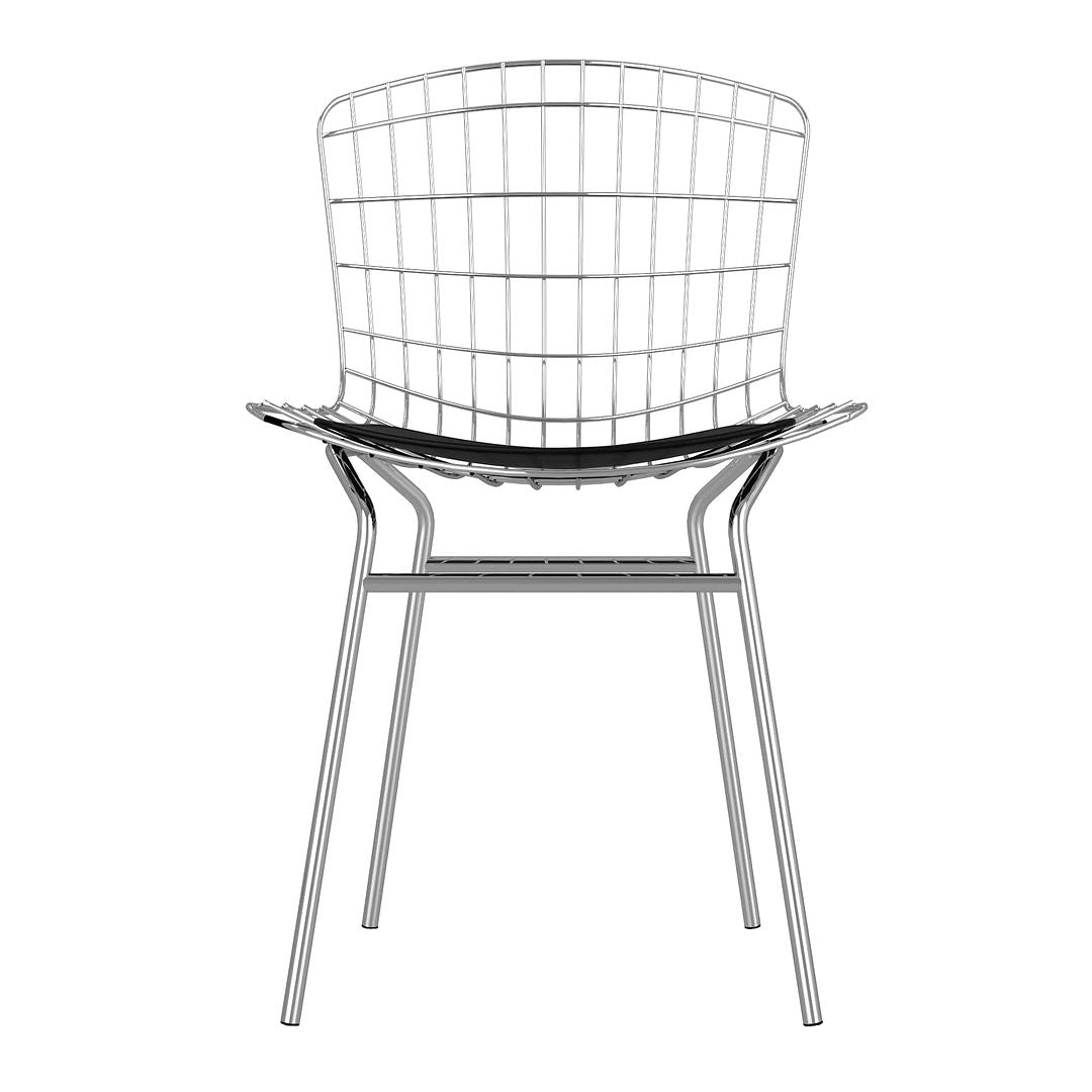 Manhattan Comfort Madeline Metal Chair With Seat Cushion In Silver & Black