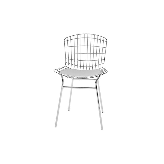 Manhattan Comfort Madeline Metal Chair With Seat Cushion In Silver & White