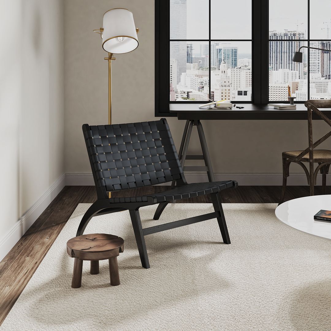 Manhattan Comfort Maintenon Leatherette Accent Chair In Black