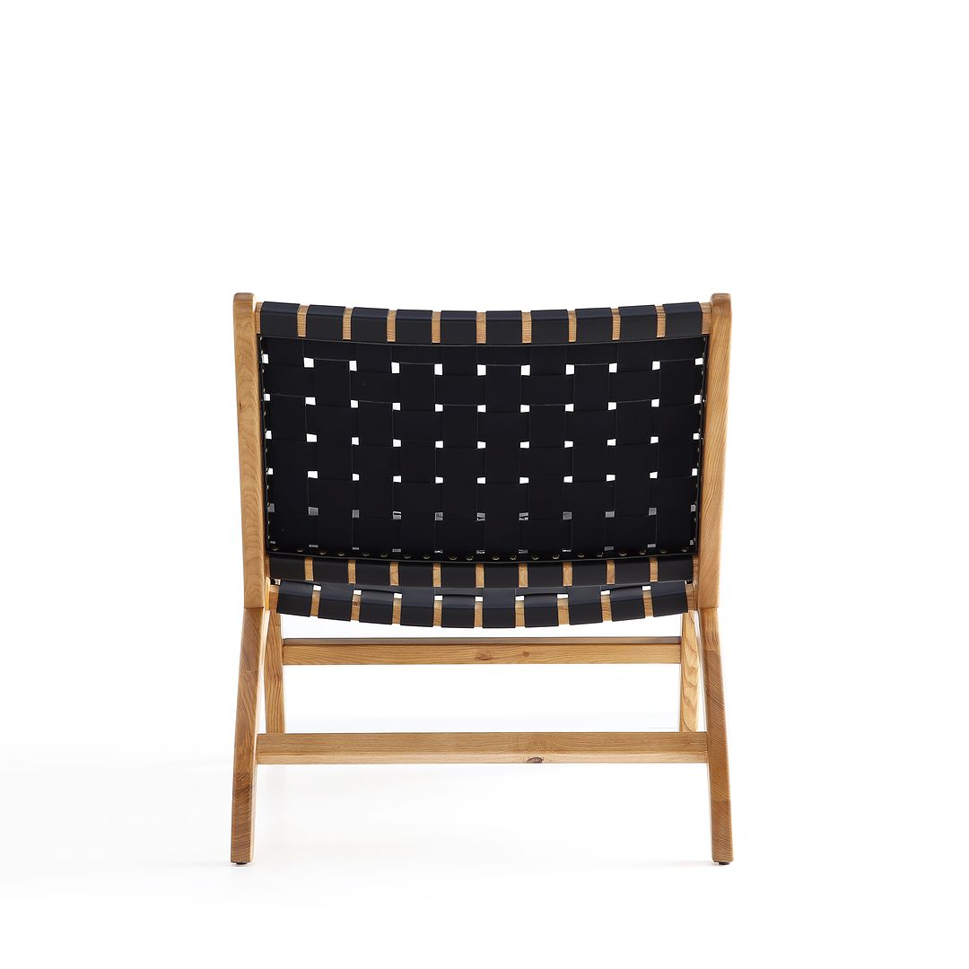 Manhattan Comfort Maintenon Leatherette Accent Chair In Black & Nature Feet