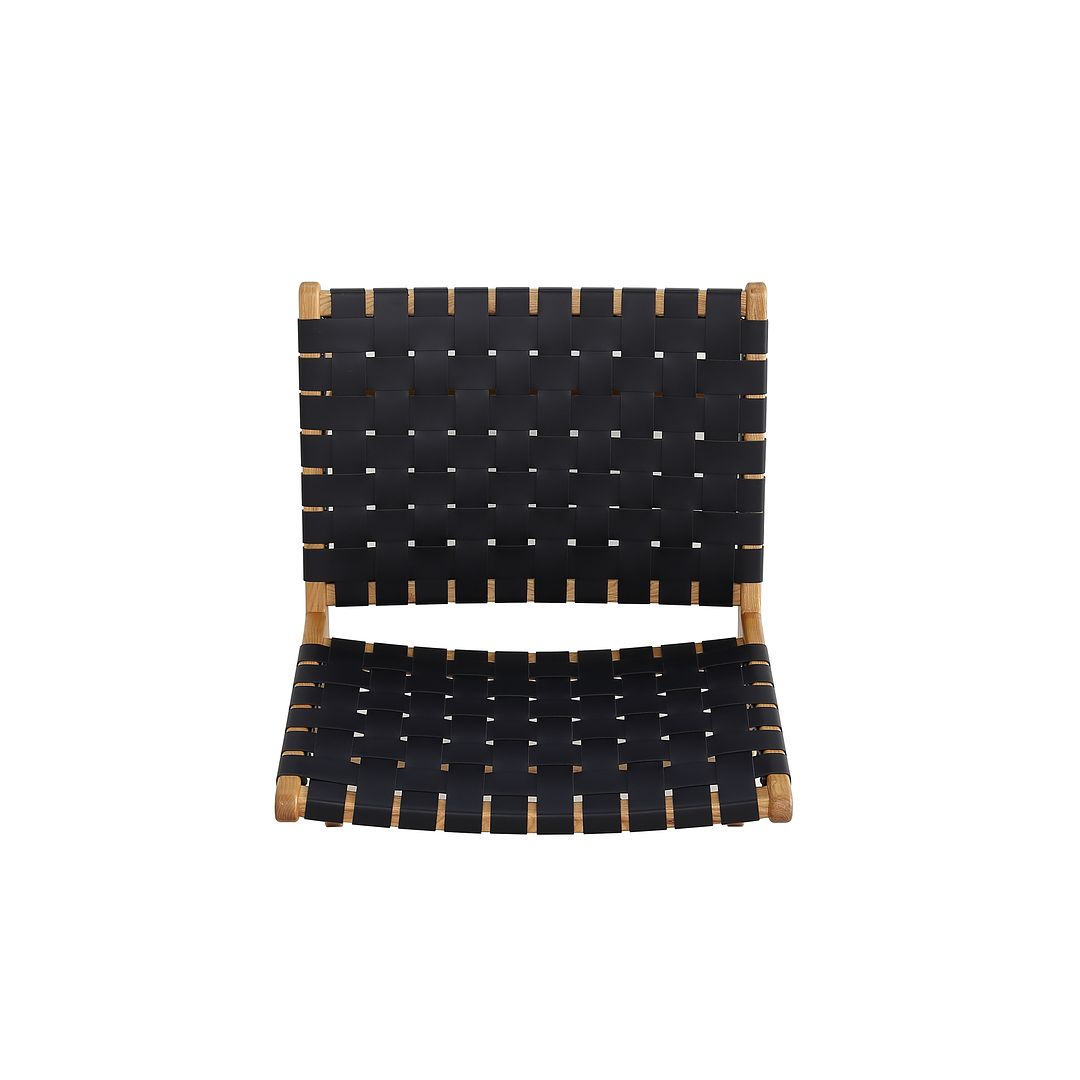 Manhattan Comfort Maintenon Leatherette Accent Chair In Black & Nature Feet