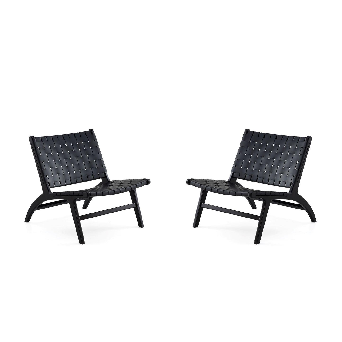 Manhattan Comfort Maintenon Leatherette Black Accent Chair In A Set Of 2