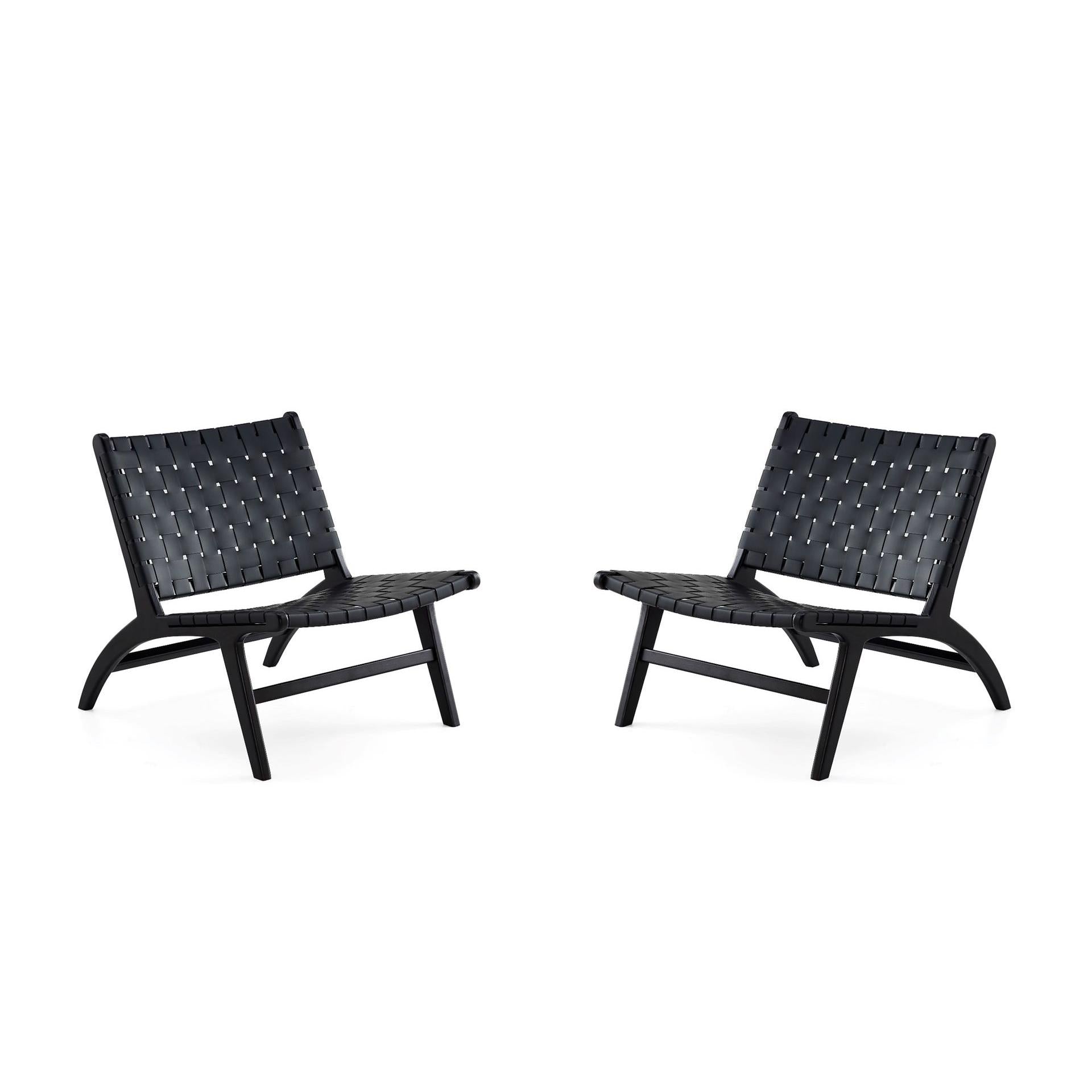 Manhattan Comfort Maintenon Leatherette Black Accent Chair In A Set Of 2