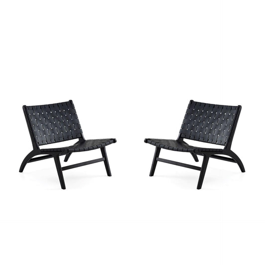 Manhattan Comfort Maintenon Leatherette Black Accent Chair In A Set Of 2