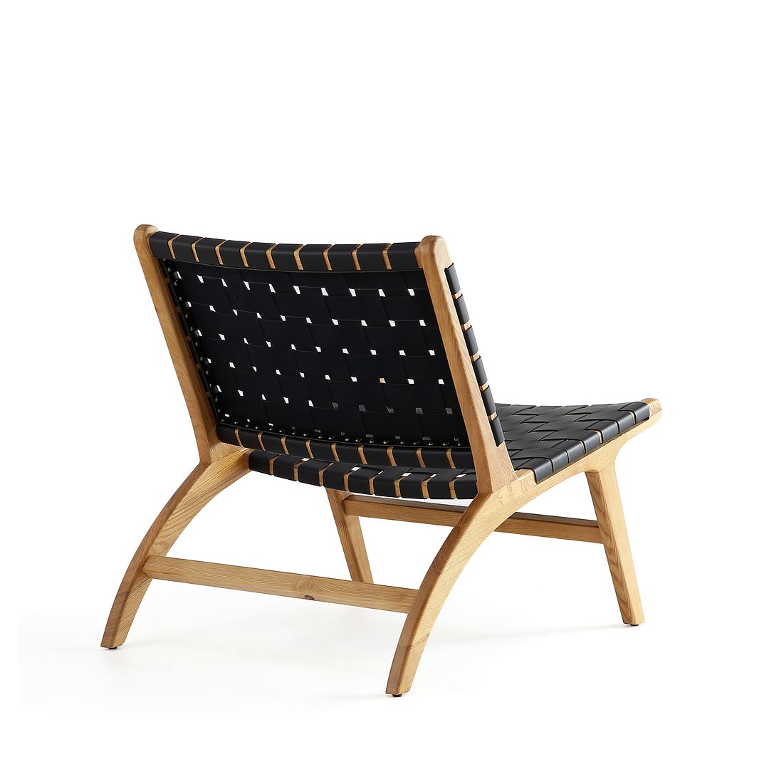 Manhattan Comfort Maintenon Leatherette Black & Nature Accent Chair In A Set Of 2