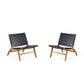 Manhattan Comfort Maintenon Leatherette Black & Nature Accent Chair In A Set Of 2