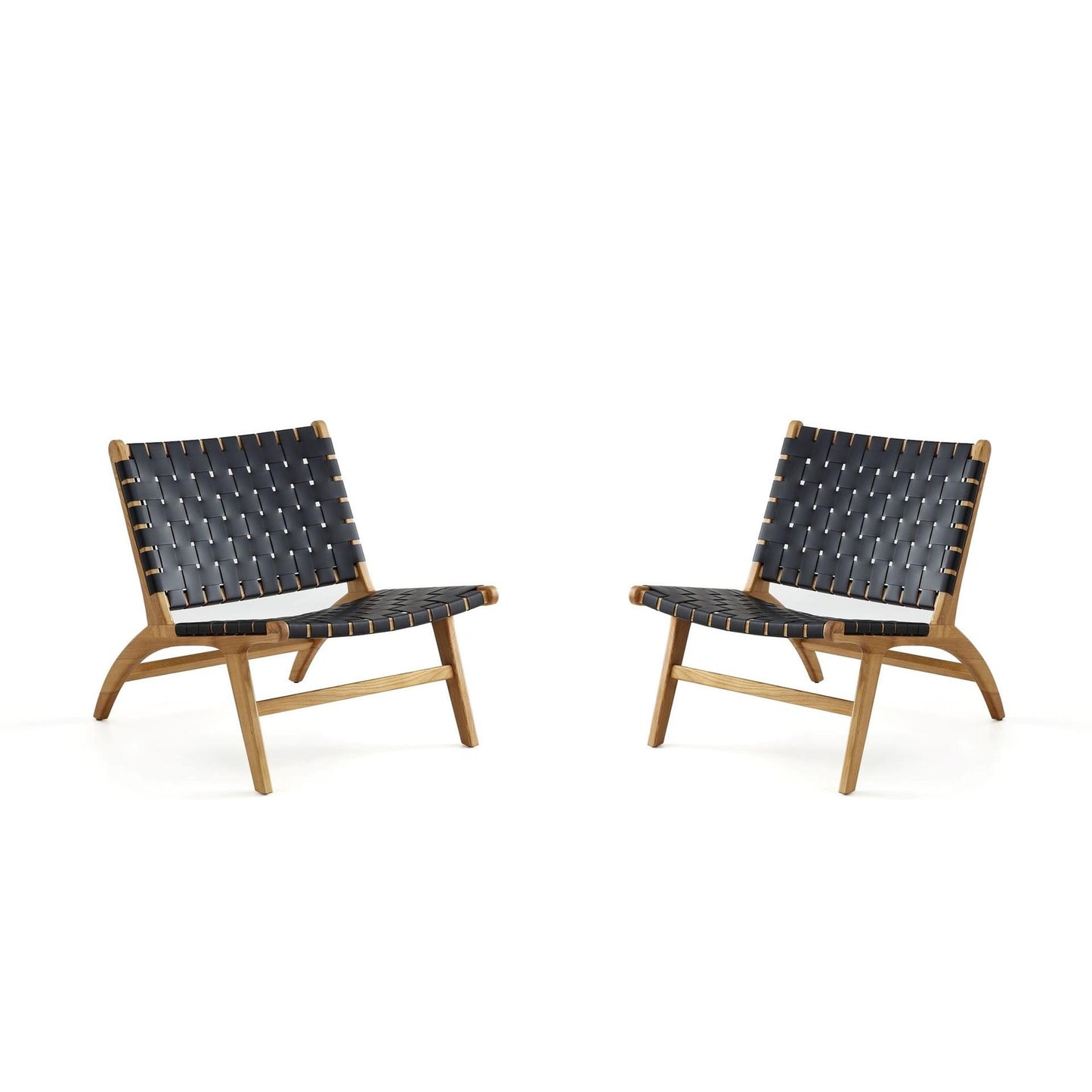 Manhattan Comfort Maintenon Leatherette Black & Nature Accent Chair In A Set Of 2