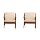 Manhattan Comfort Martelle Cream & Amber Twill Weave Accent Chairs In A Set Of 2