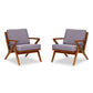Manhattan Comfort Martelle Gray & Amber Twill Weave Accent Chairs In A Set Of 2