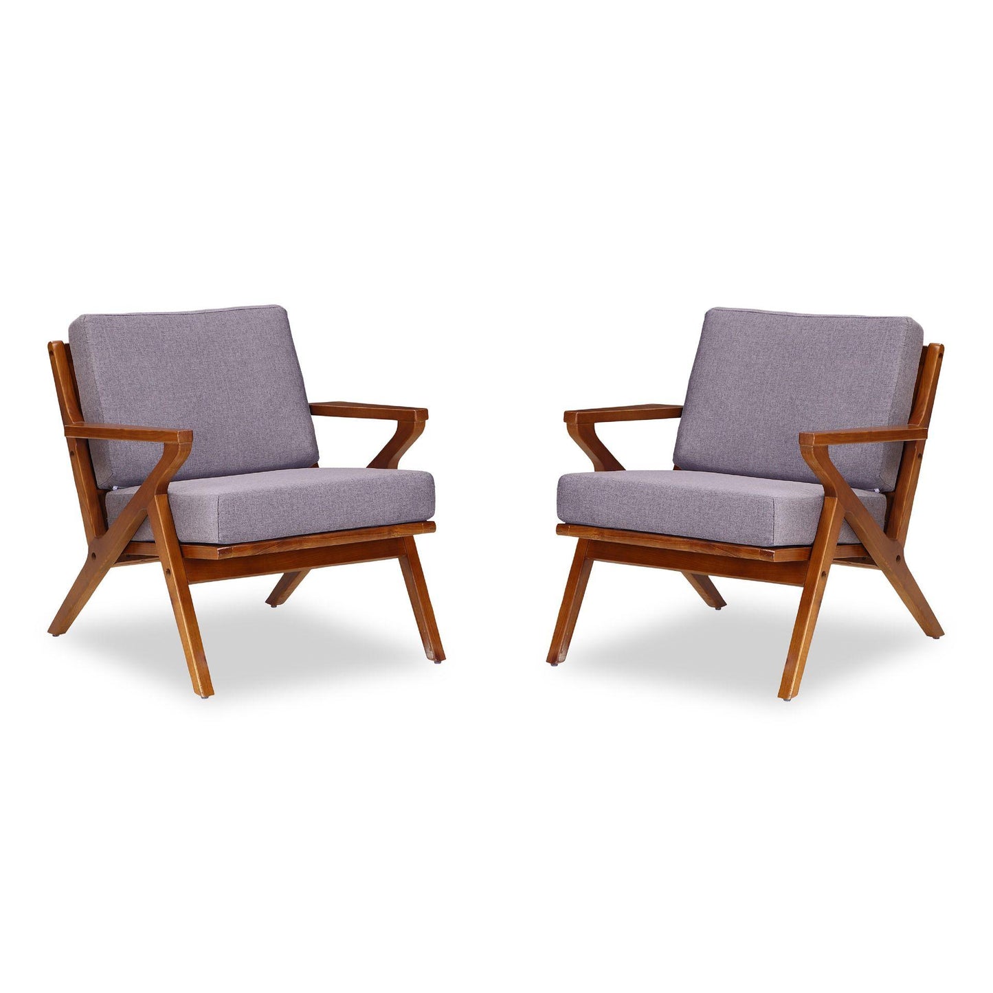 Manhattan Comfort Martelle Gray & Amber Twill Weave Accent Chairs In A Set Of 2