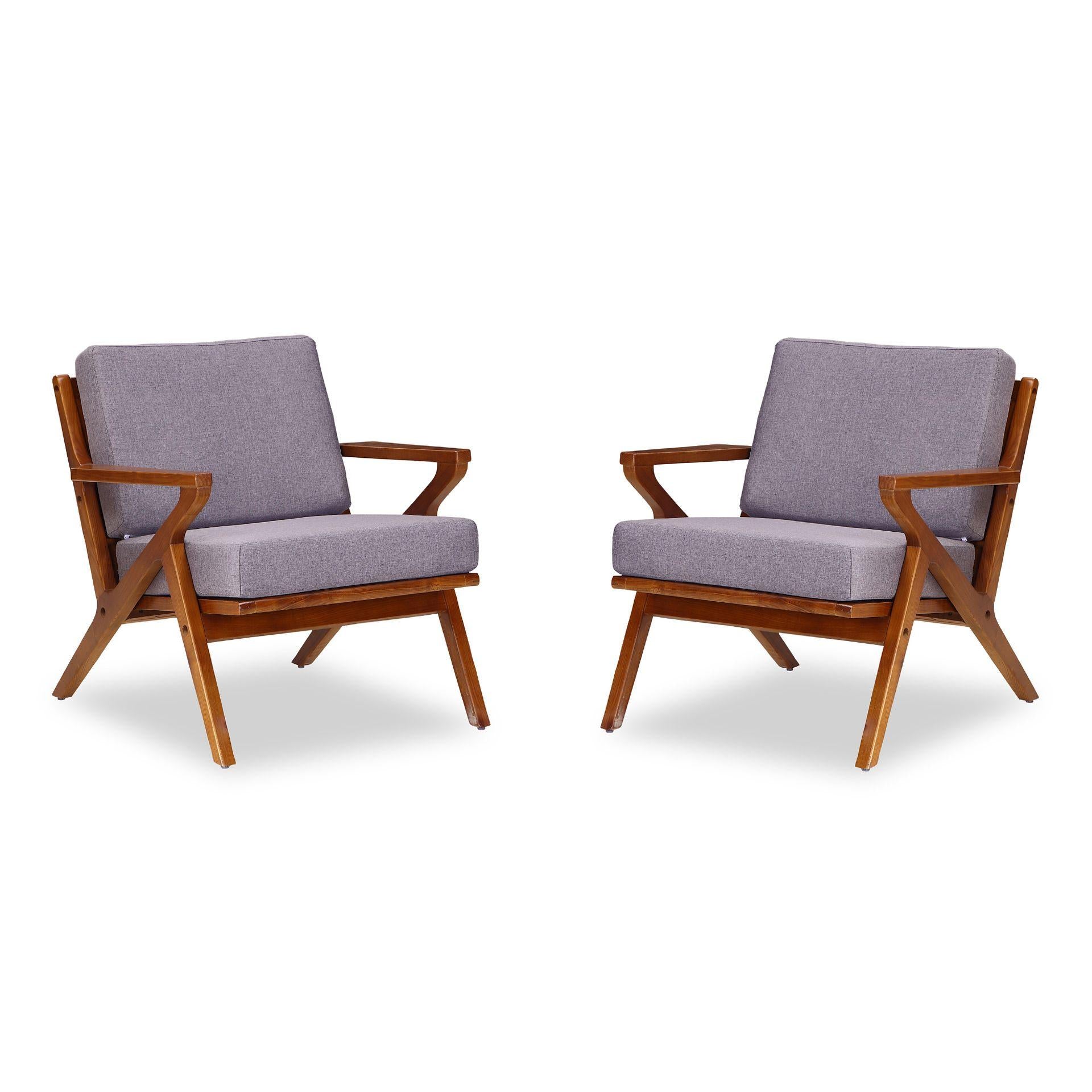 Manhattan Comfort Martelle Gray & Amber Twill Weave Accent Chairs In A Set Of 2