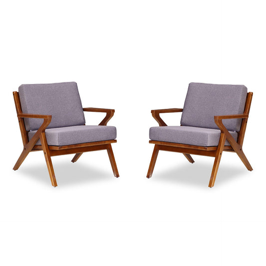 Manhattan Comfort Martelle Gray & Amber Twill Weave Accent Chairs In A Set Of 2