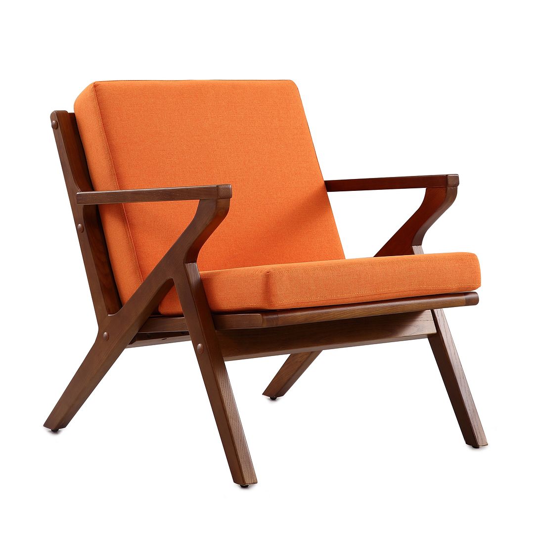 Manhattan Comfort Martelle Orange & Amber Twill Weave Accent Chairs In A Set Of 2