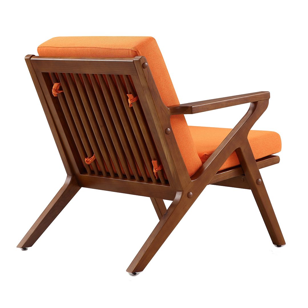 Manhattan Comfort Martelle Orange & Amber Twill Weave Accent Chairs In A Set Of 2