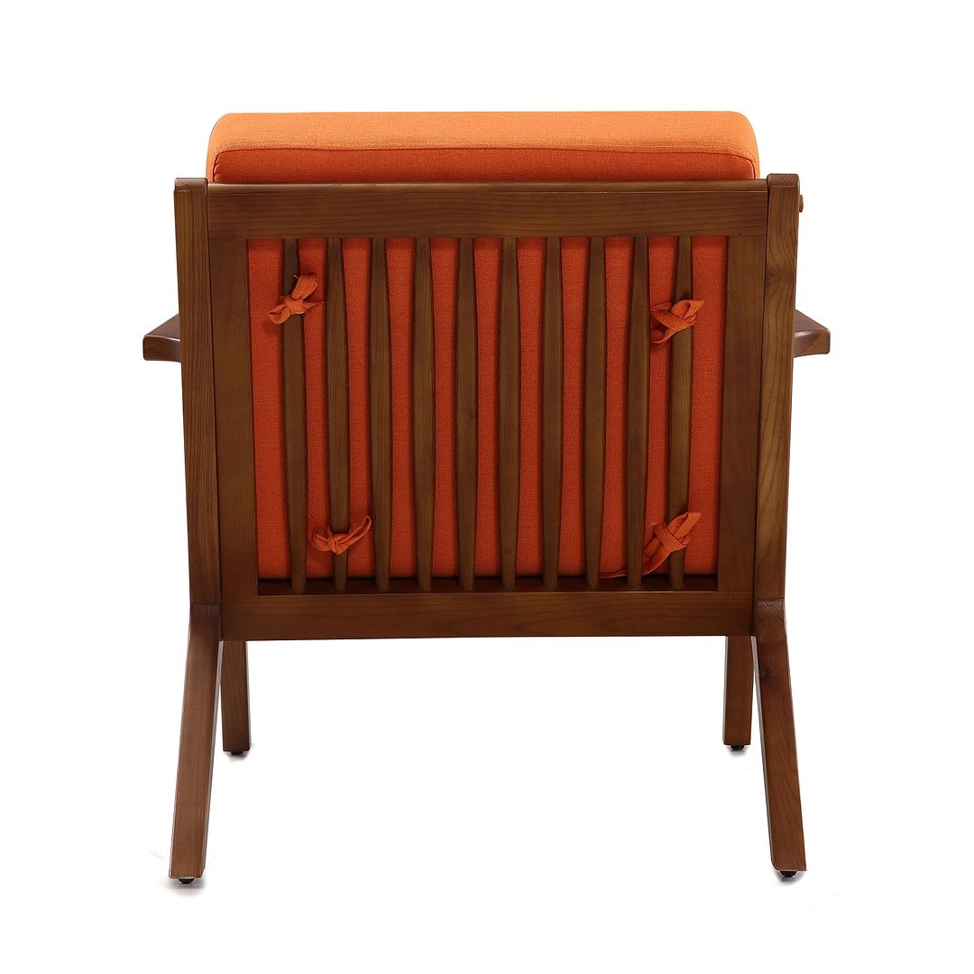 Manhattan Comfort Martelle Orange & Amber Twill Weave Accent Chairs In A Set Of 2