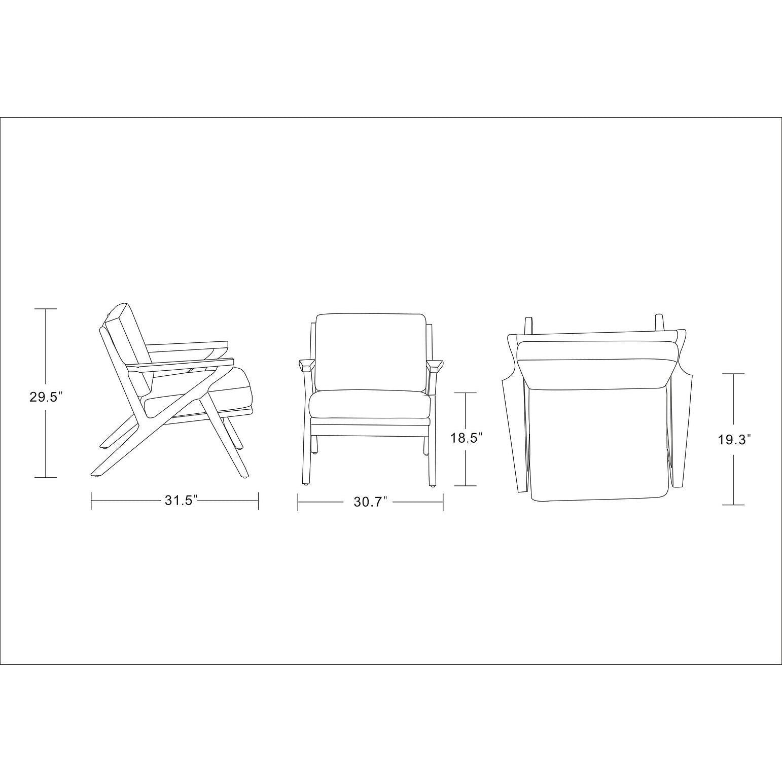 Manhattan Comfort Martelle Orange & Amber Twill Weave Accent Chairs In A Set Of 2