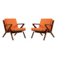 Manhattan Comfort Martelle Orange & Amber Twill Weave Accent Chairs In A Set Of 2
