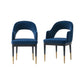 Manhattan Comfort Midnight Blue Modern Carrington Velvet Dining Armchair In A Set Of 2