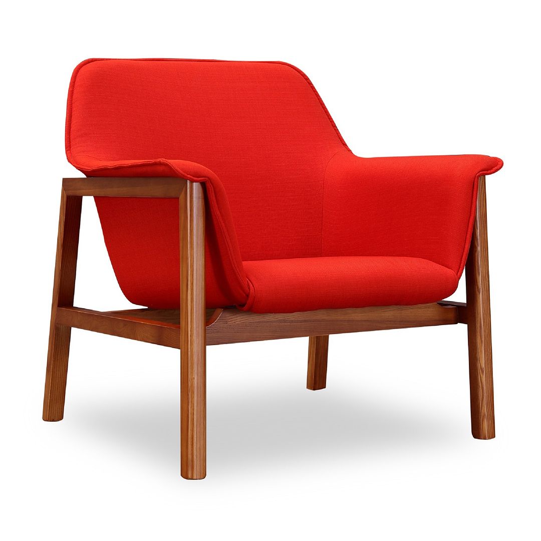 Manhattan Comfort Miller Burnt Orange & Walnut Linen Weave Accent Chairs In A Set Of 2
