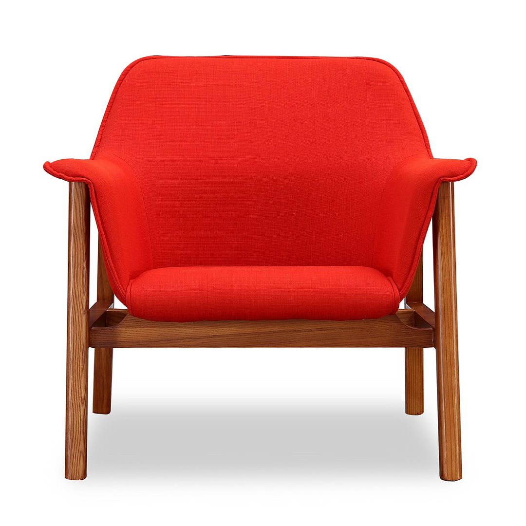 Manhattan Comfort Miller Burnt Orange & Walnut Linen Weave Accent Chairs In A Set Of 2