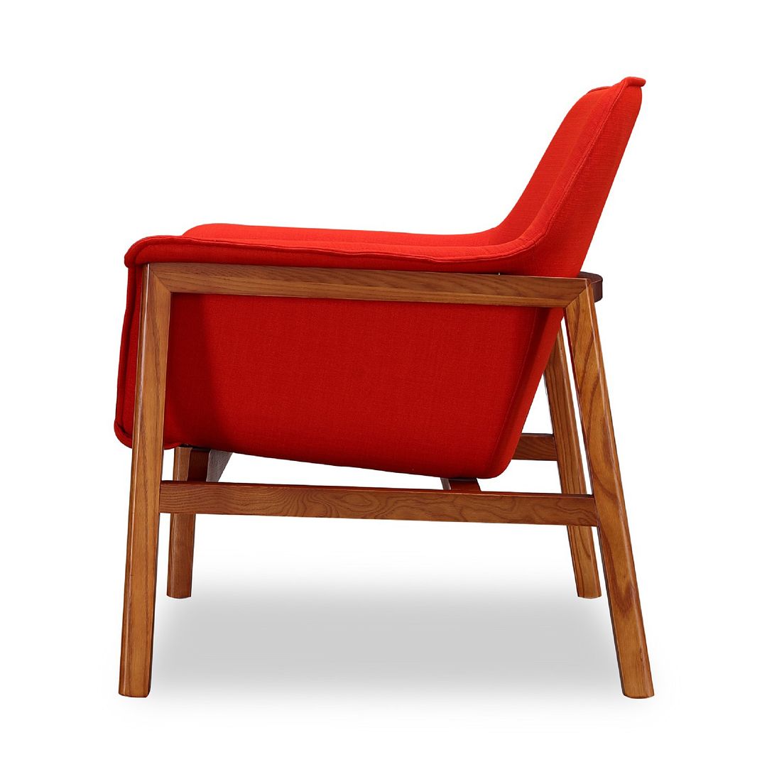 Manhattan Comfort Miller Burnt Orange & Walnut Linen Weave Accent Chairs In A Set Of 2