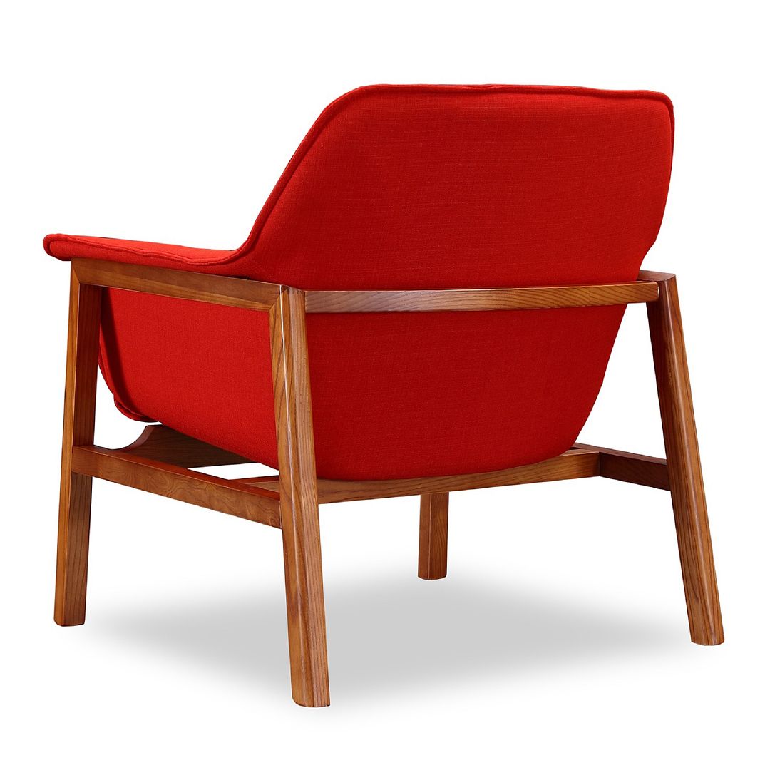 Manhattan Comfort Miller Burnt Orange & Walnut Linen Weave Accent Chairs In A Set Of 2