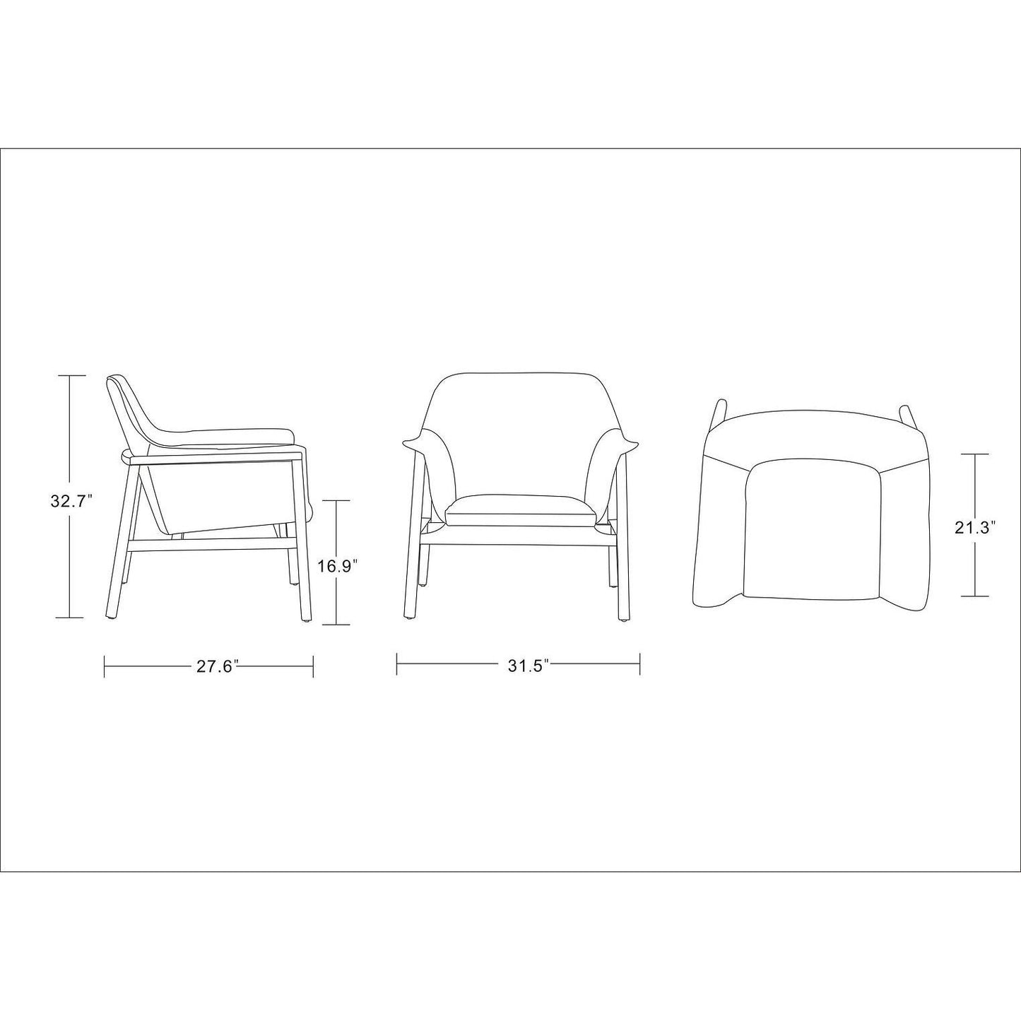 Manhattan Comfort Miller Burnt Orange & Walnut Linen Weave Accent Chairs In A Set Of 2