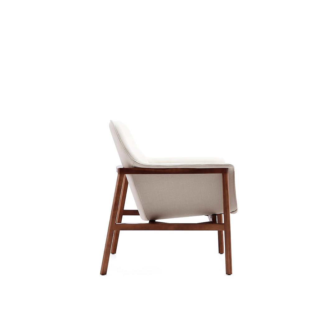 Manhattan Comfort Miller Cream & Walnut Linen Weave Accent Chair
