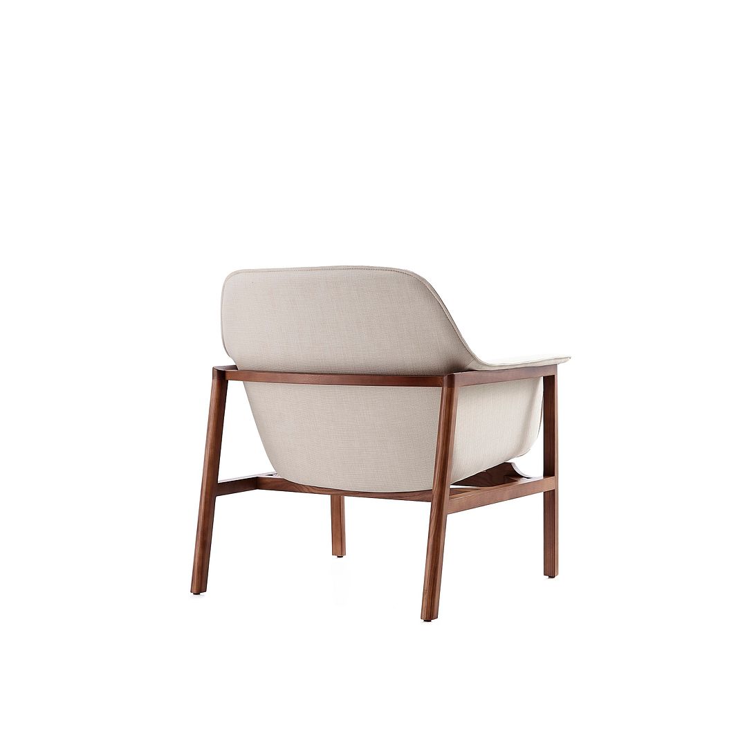 Manhattan Comfort Miller Cream & Walnut Linen Weave Accent Chair