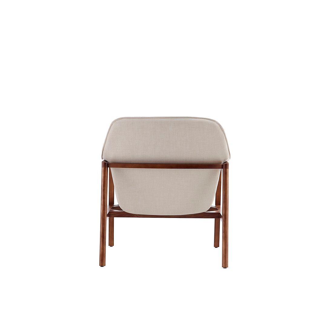 Manhattan Comfort Miller Cream & Walnut Linen Weave Accent Chair