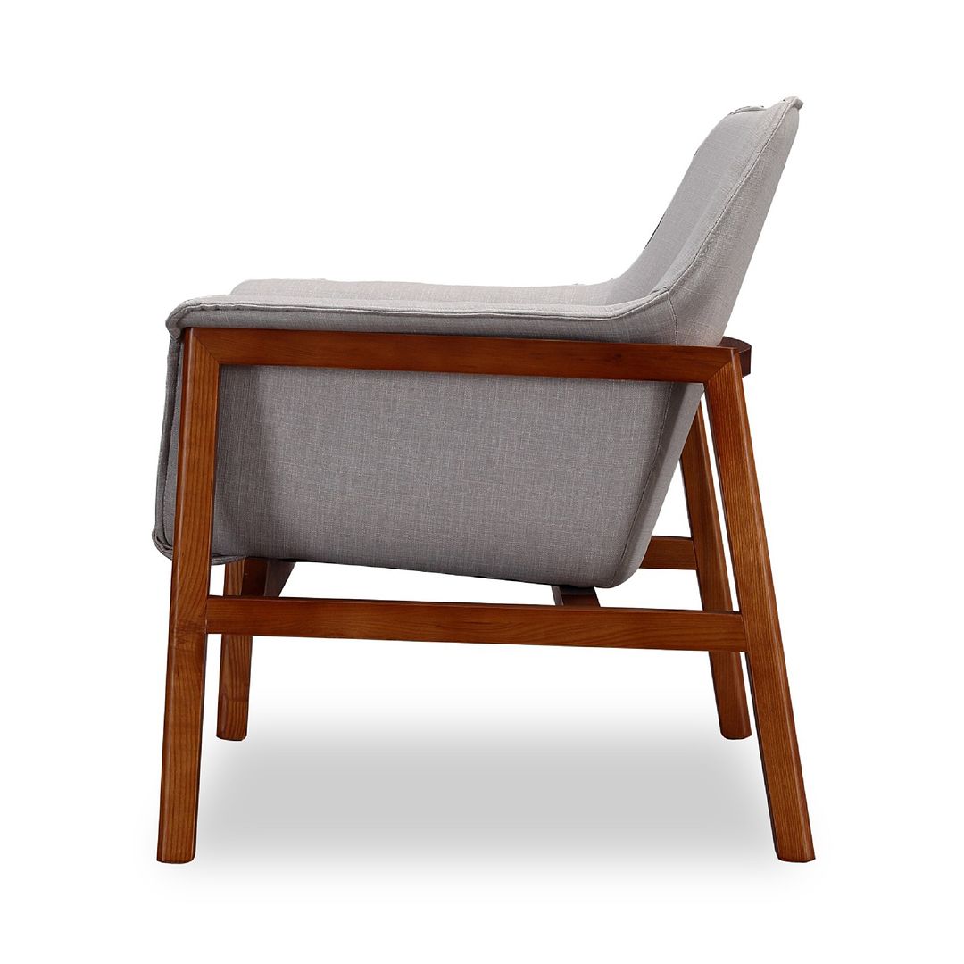 Manhattan Comfort Miller Gray & Walnut Linen Weave Accent Chair