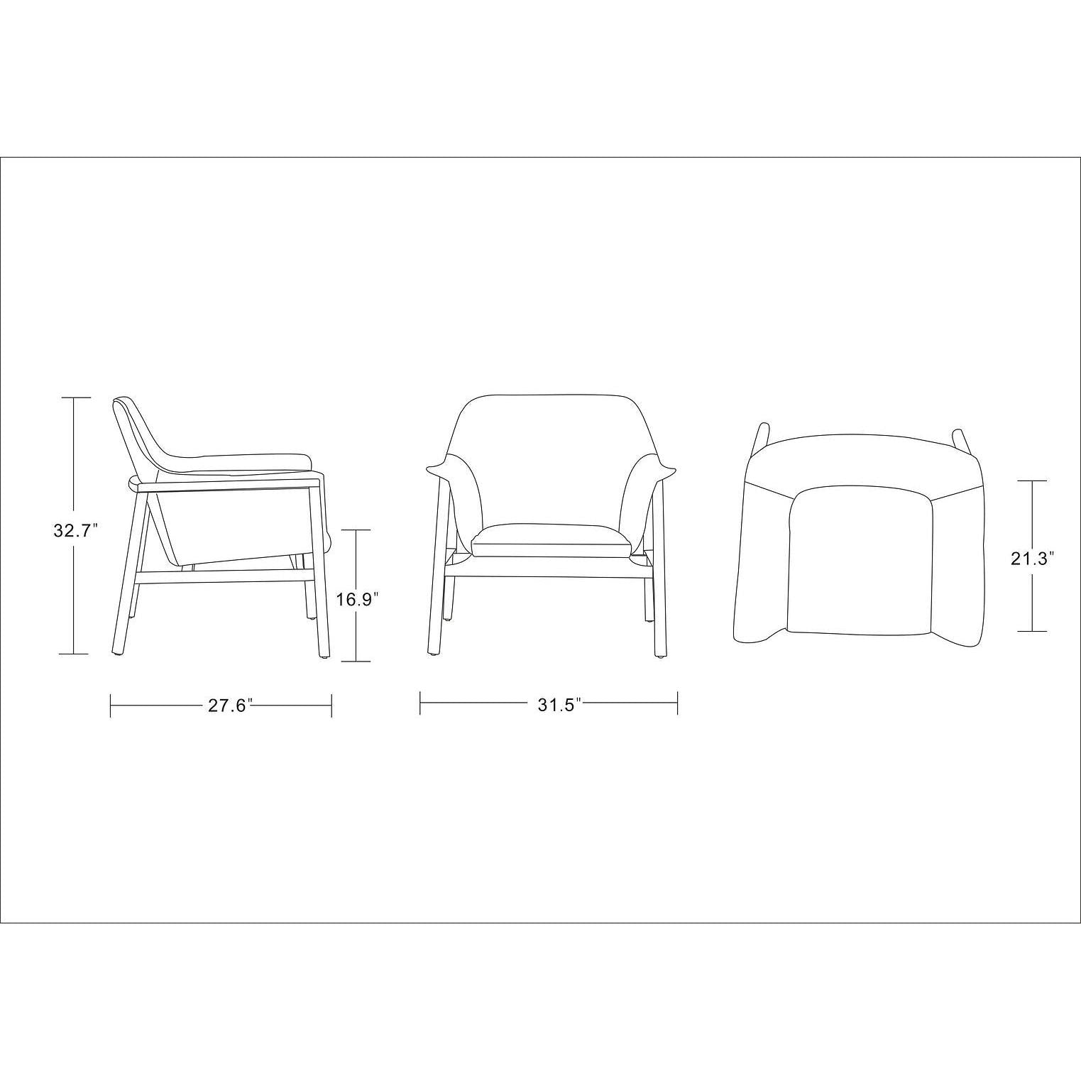 Manhattan Comfort Miller Gray & Walnut Linen Weave Accent Chair