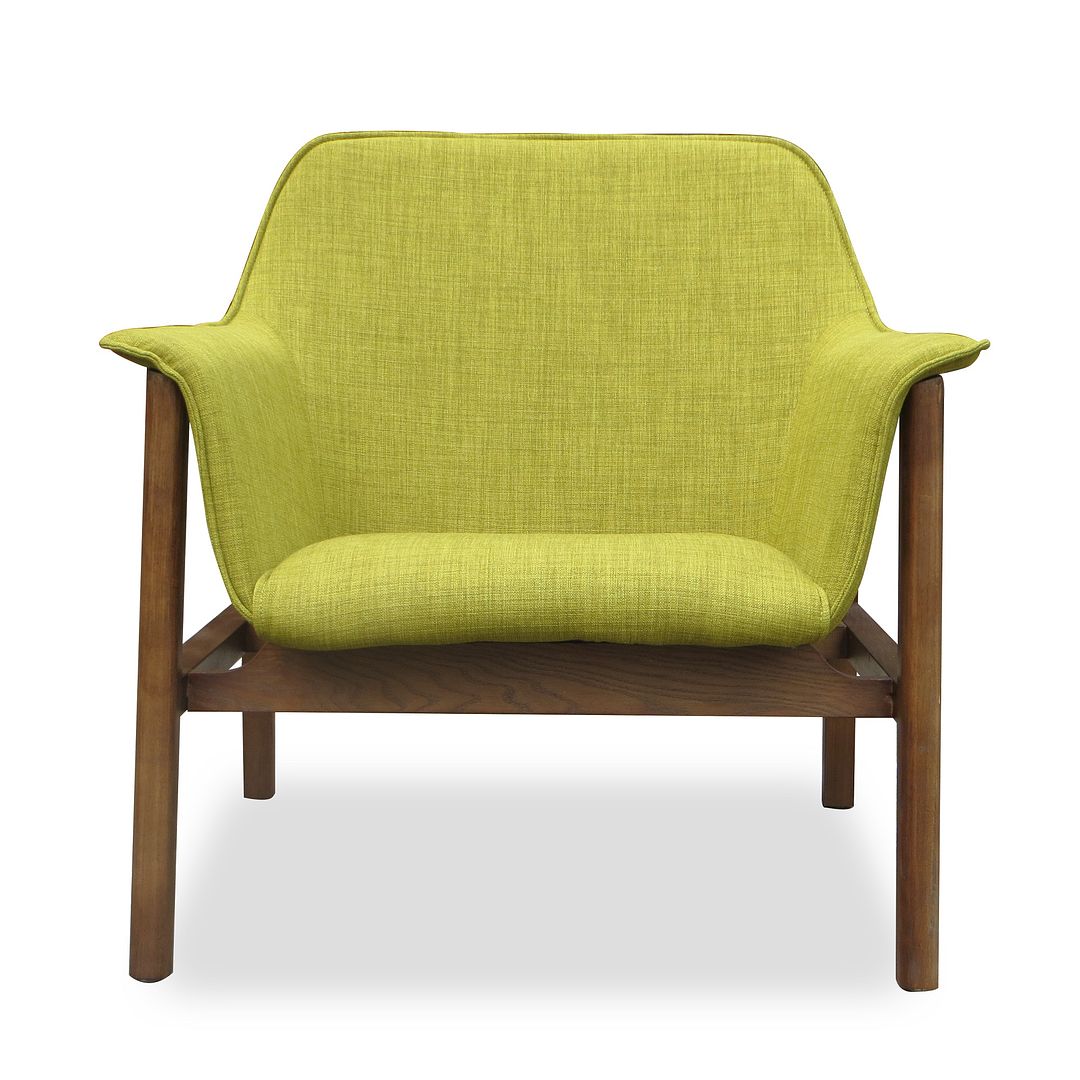 Manhattan Comfort Miller Green & Walnut Linen Weave Accent Chair