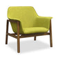 Manhattan Comfort Miller Green & Walnut Linen Weave Accent Chairs In A Set Of 2