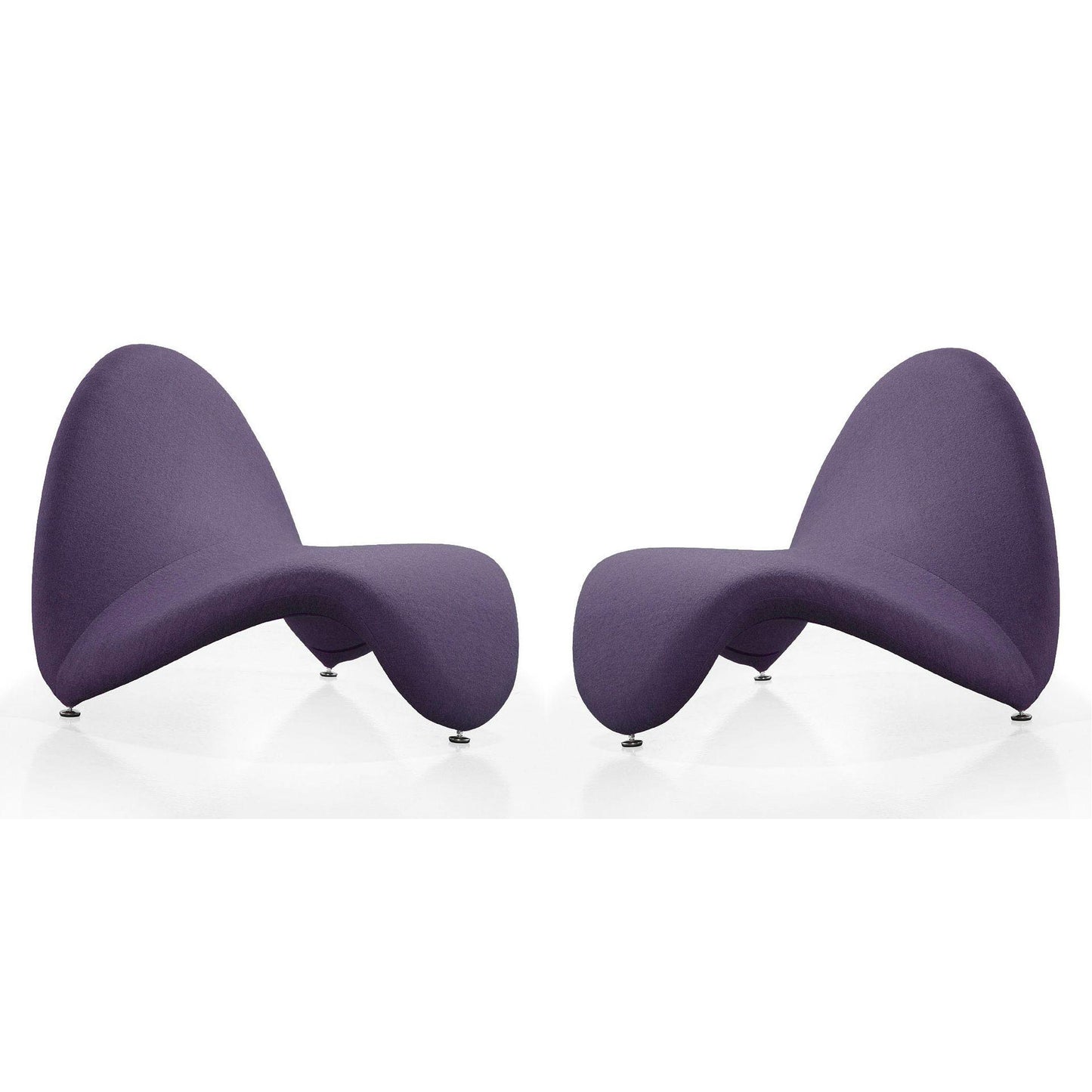 Manhattan Comfort MoMa Purple Wool Blend Accent Chairs In A Set Of 2