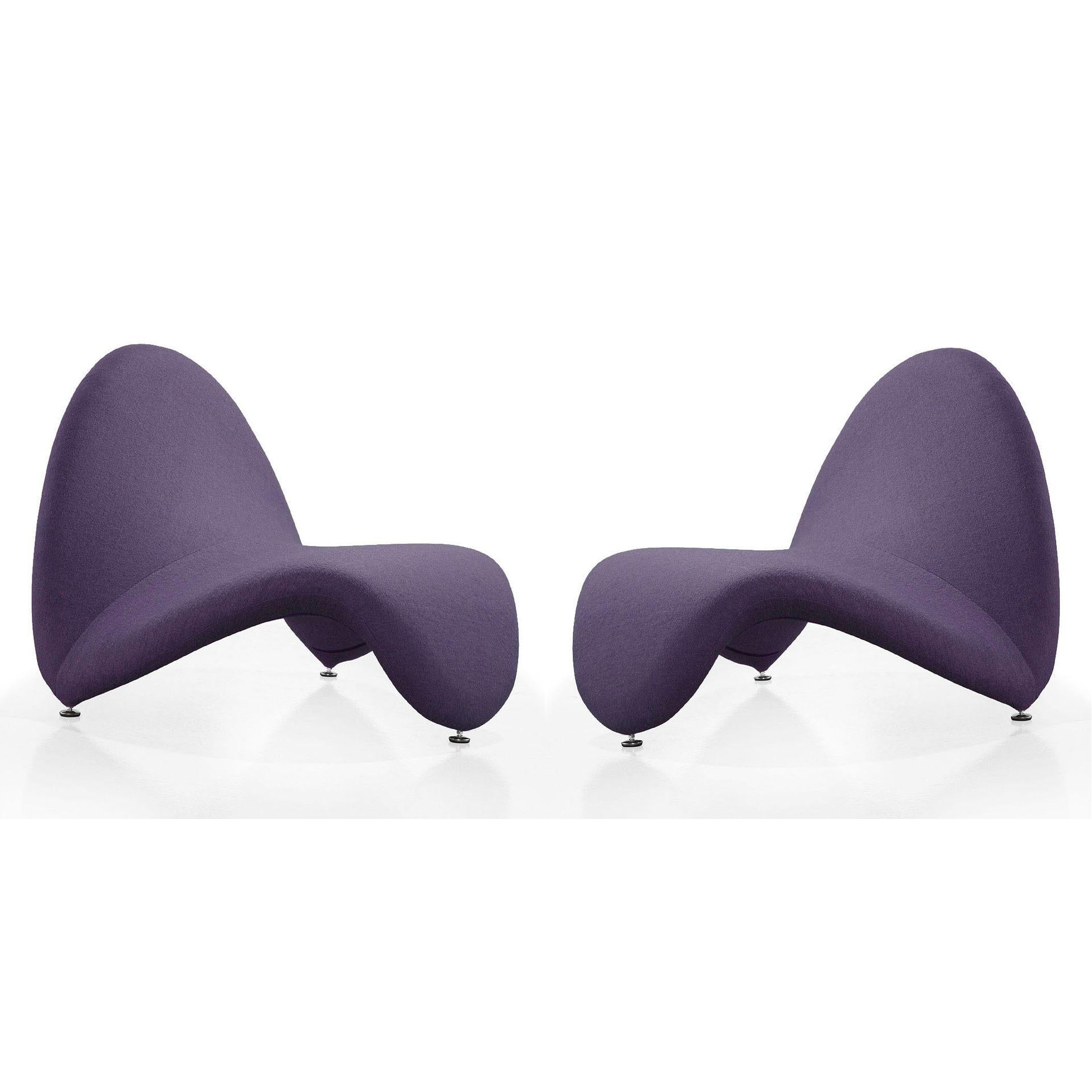 Manhattan Comfort MoMa Purple Wool Blend Accent Chairs In A Set Of 2